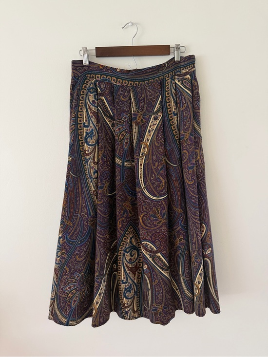 Ralph Lauren Dresses & Skirts - 80s Vintage Ralph Lauren 100% Wool Jewel Tone Paisley Old Money Midi Skirt 12